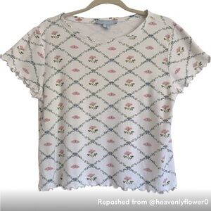 Hill House Floral Pajama Top - White and Pink